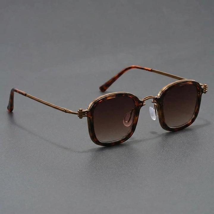 Catania Metal Sunglasses — Leopard, three-quarter studio view