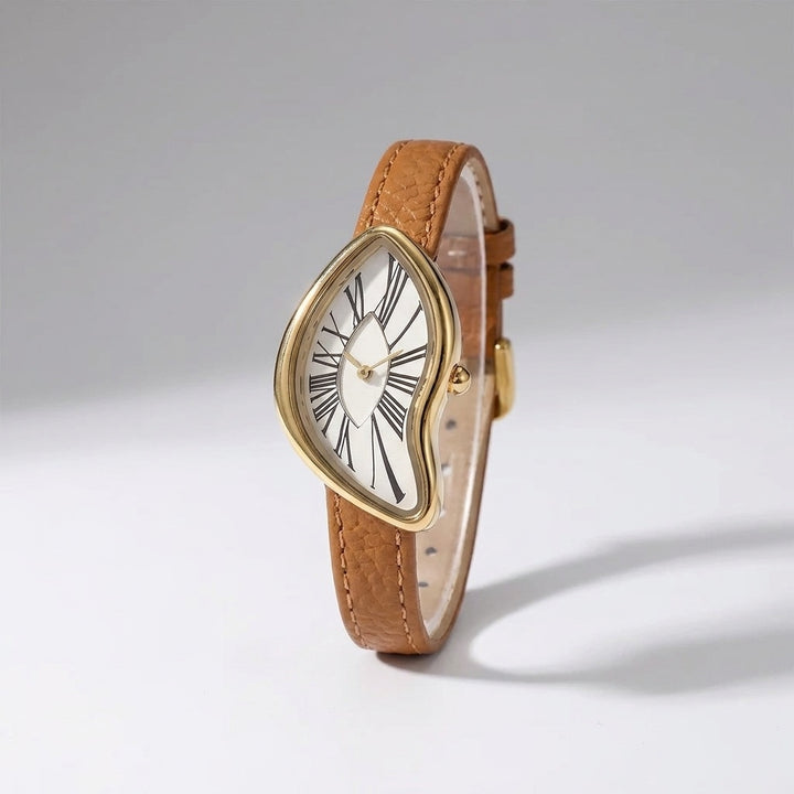 Basel Twisted Watch — Tan, three-quarter studio view