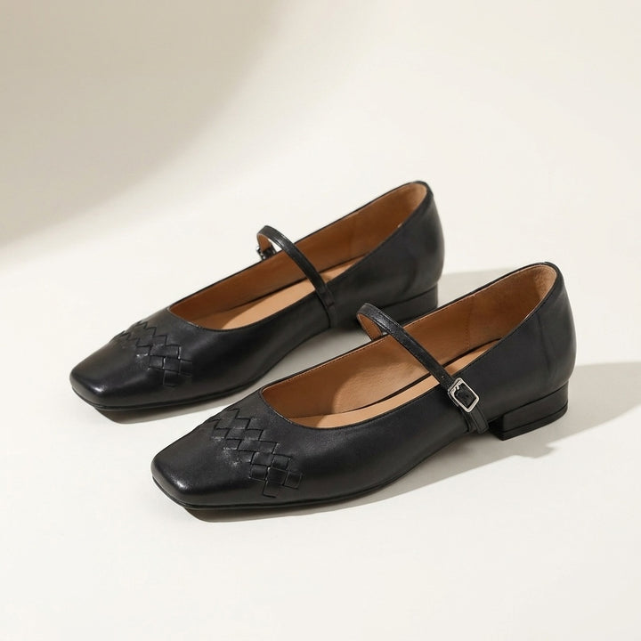 Ravenna Mary Janes — Black, three-quarter studio view