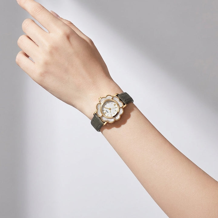 Spello Flower Watch — Grey, wrist studio shot