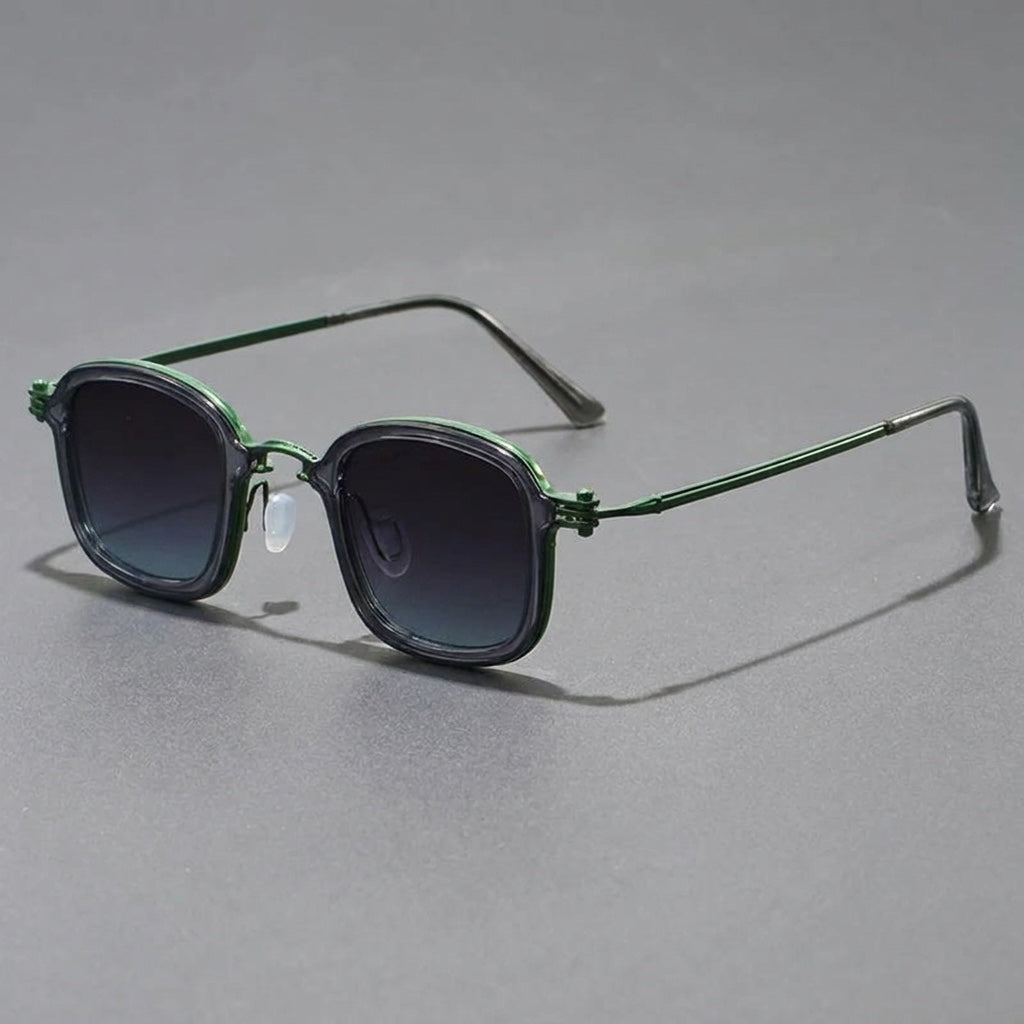 Catania Metal Sunglasses — Green, three-quarter studio view