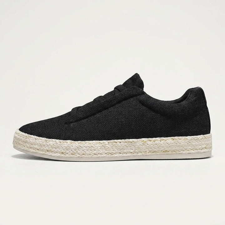 Elba Espadrille Sneakers — Black, side profile