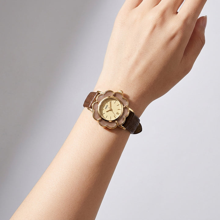 Spello Flower Watch — Coffee, wrist studio shot