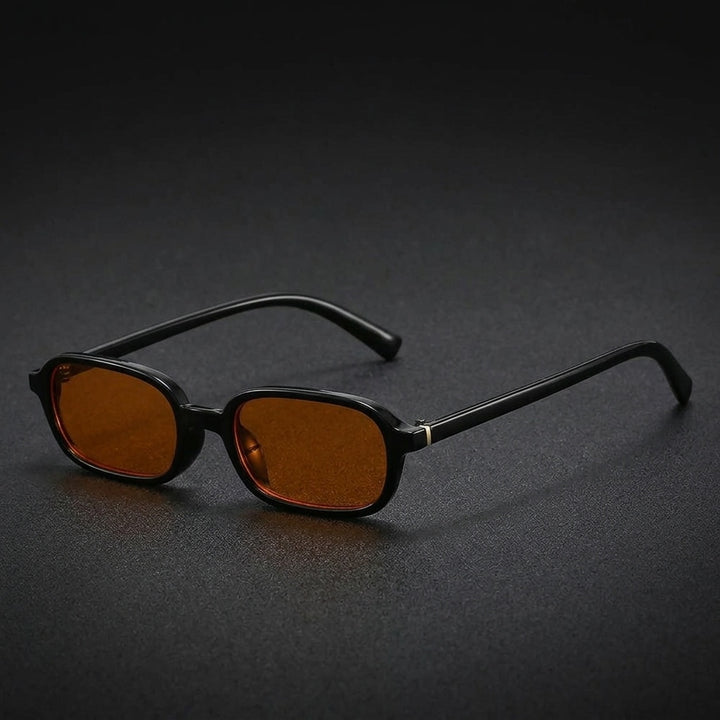 Alba Rectangle Sunglasses — Orange, three-quarter studio view