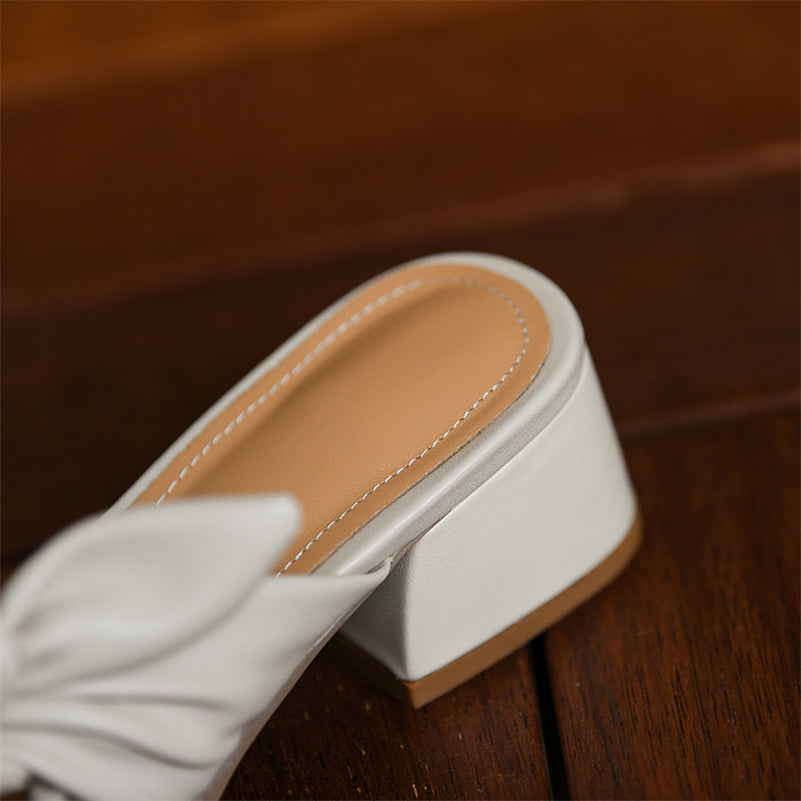 Ribbon Bow Leather Sandals