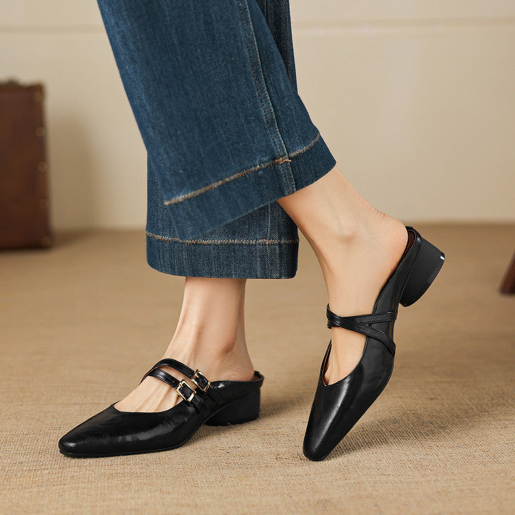 Renelle Genuine Leather Mules