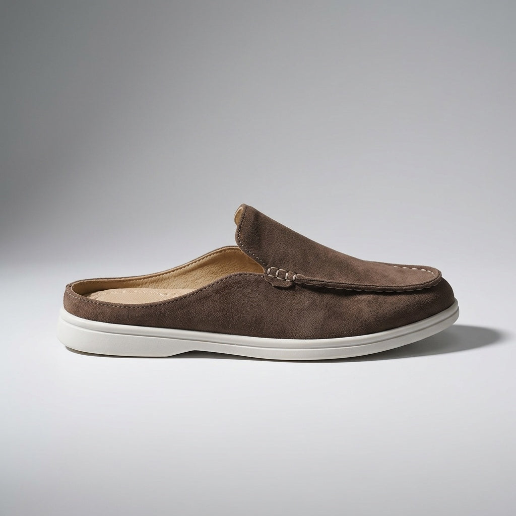 Dartmouth Suede Loafers — Brown, left-side profile studio view