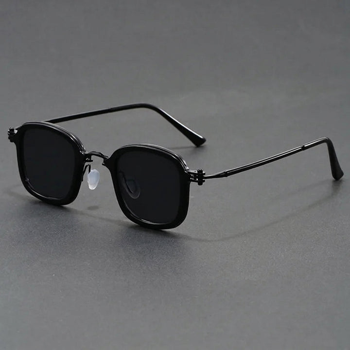 Catania Metal Sunglasses — Black, three-quarter studio view