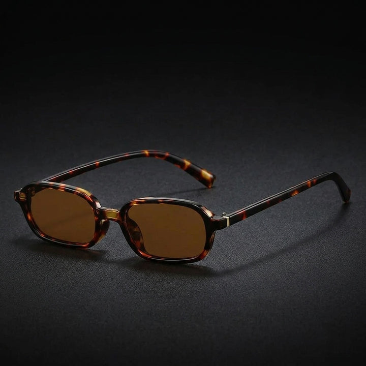 Alba Rectangle Sunglasses — Tortoise, three-quarter studio view