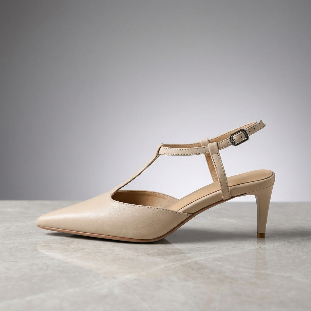 Genoa Pointed Sandals — Apricot, side profile