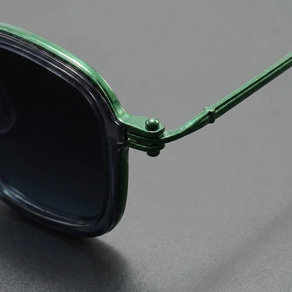 Catania Metal Sunglasses — Green, frame corner detail