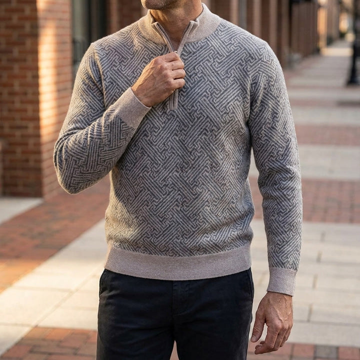Biella Merino Sweater — Beige, lifestyle worn detail