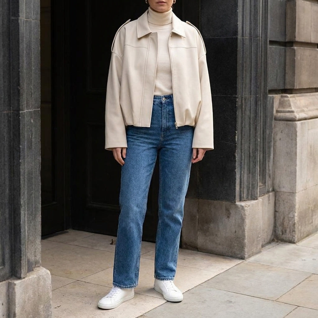 Ancona Suede Jacket — Beige, lifestyle outfit