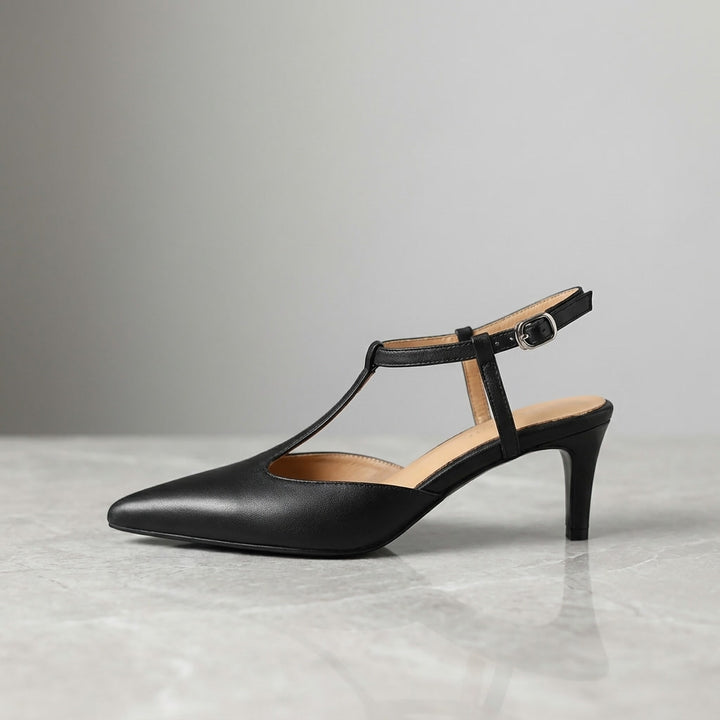 Genoa Pointed Sandals — Black, side profile
