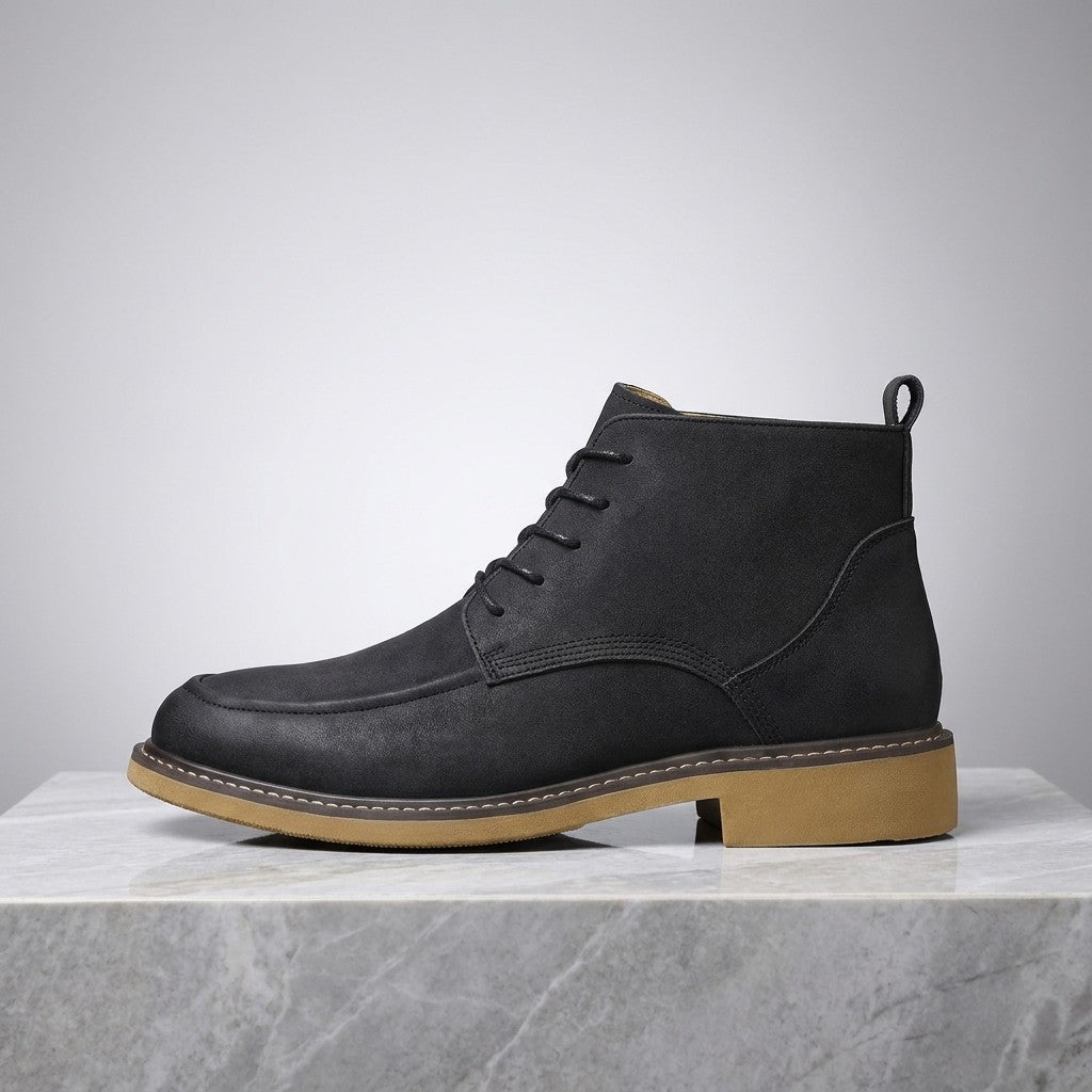 Belluno Leather Boots — Black, side profile
