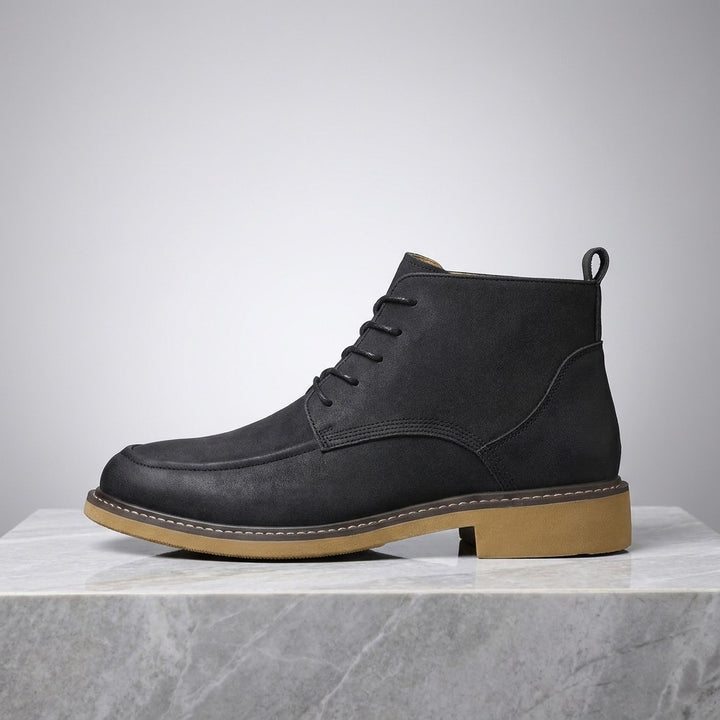 Belluno Leather Boots — Black, side profile