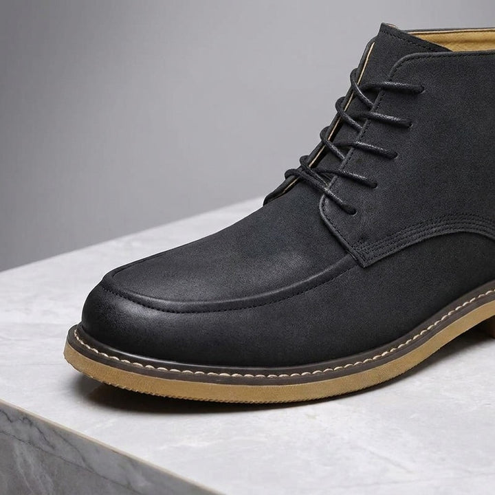 Belluno Leather Boots — Black, construction close-up