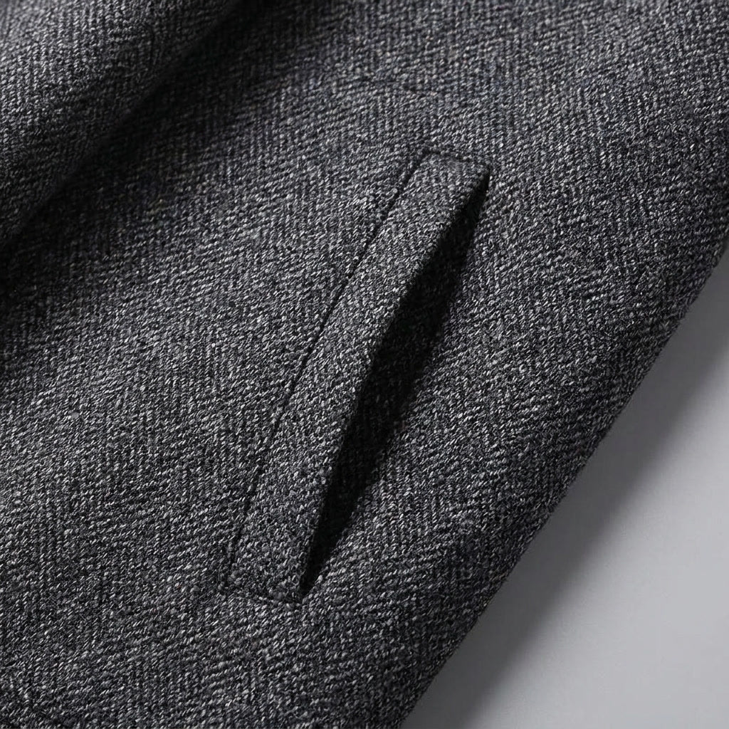 Bolzano Wool-Blend Jacket — Black, studio construction detail