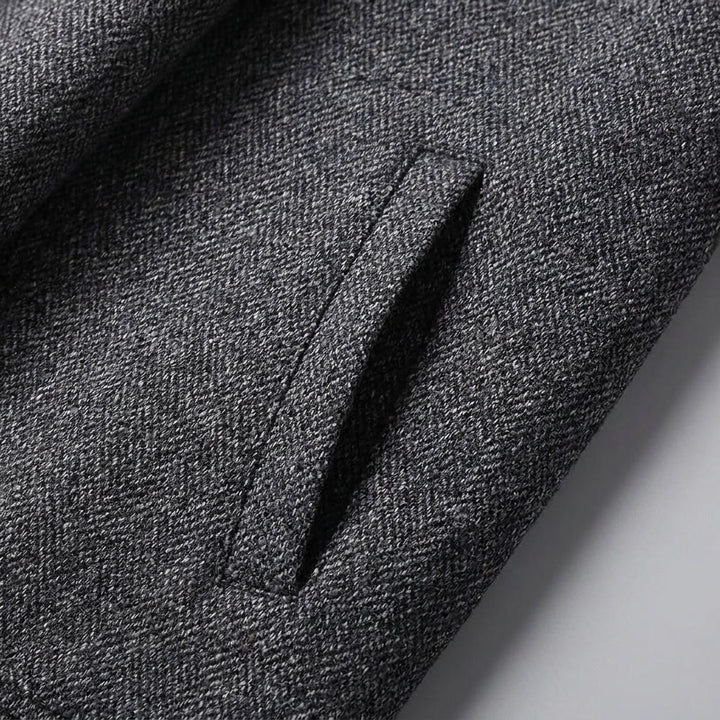 Bolzano Wool-Blend Jacket — Black, studio construction detail