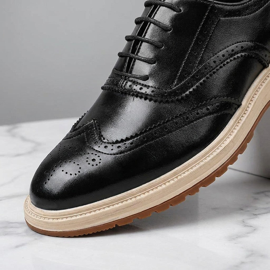 Brescia Brogue Sneakers — Black, DETAIL