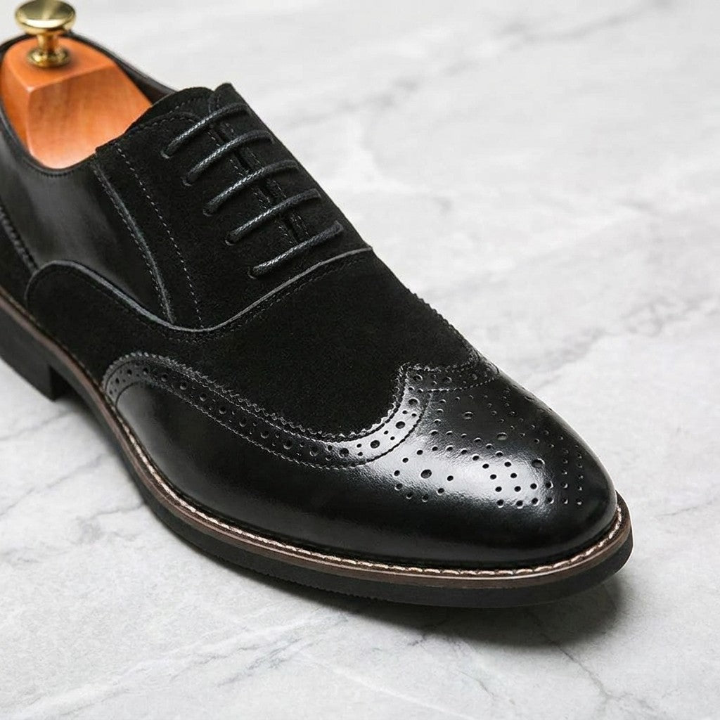 Vercelli Wingtip Oxfords — Black, detail