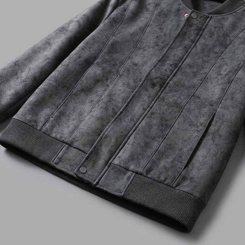 Coleman Bomber Jacket — Black, studio construction detail
