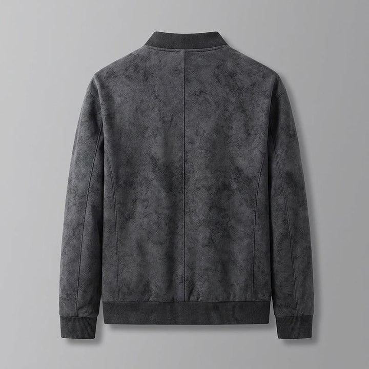 Coleman Bomber Jacket — Black, flat lay back on grey seamless