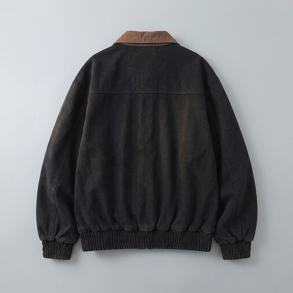 Brindisi Cotton Jacket — Black, FLAT_LAY_BACK