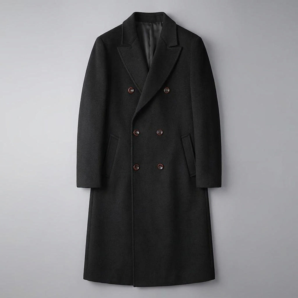 Fermo Wool-Blend Overcoat — Black, flat lay front