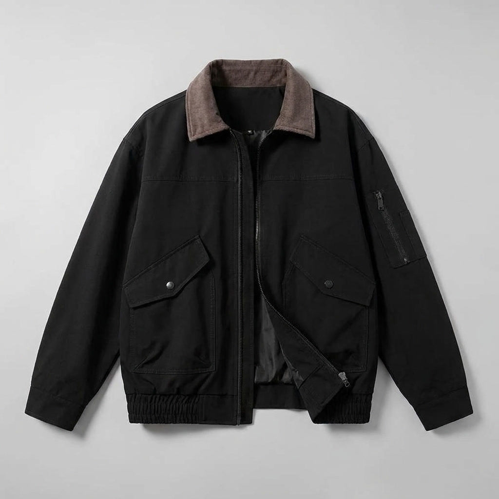 Orbetello Workwear Jacket — Black, flat lay front