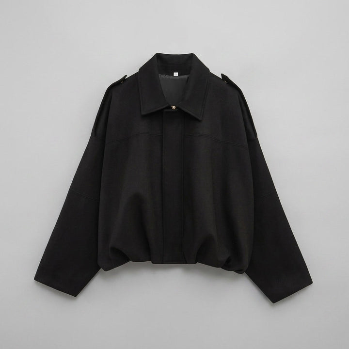 Ancona Suede Jacket — Black, flat lay front