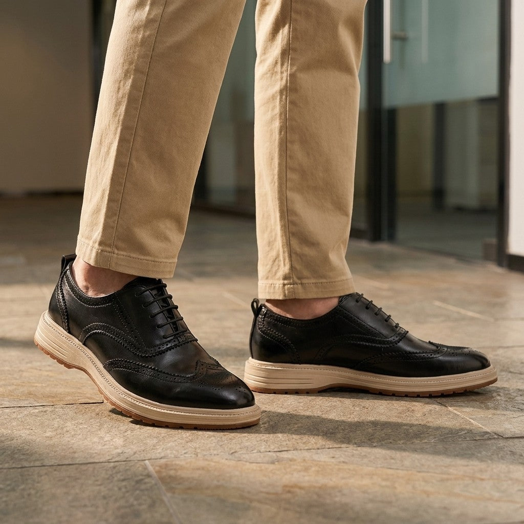 Brescia Brogue Sneakers — Black, LIFESTYLE_MODELED