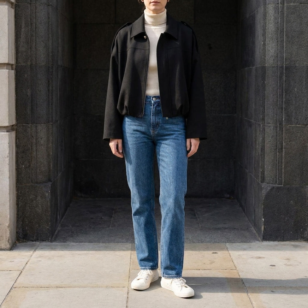 Ancona Suede Jacket — Black, lifestyle outfit