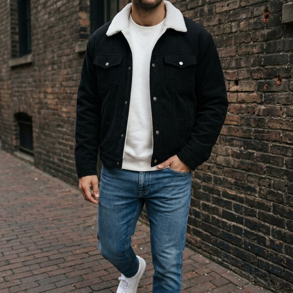 Rockwell Corduroy Jacket — Black, lifestyle full outfit