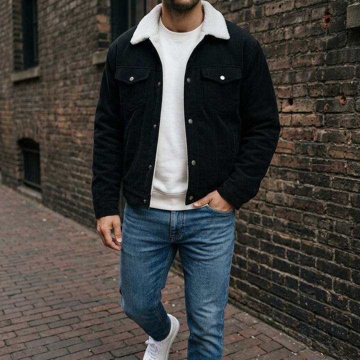 Rockwell Corduroy Jacket — Black, lifestyle full outfit
