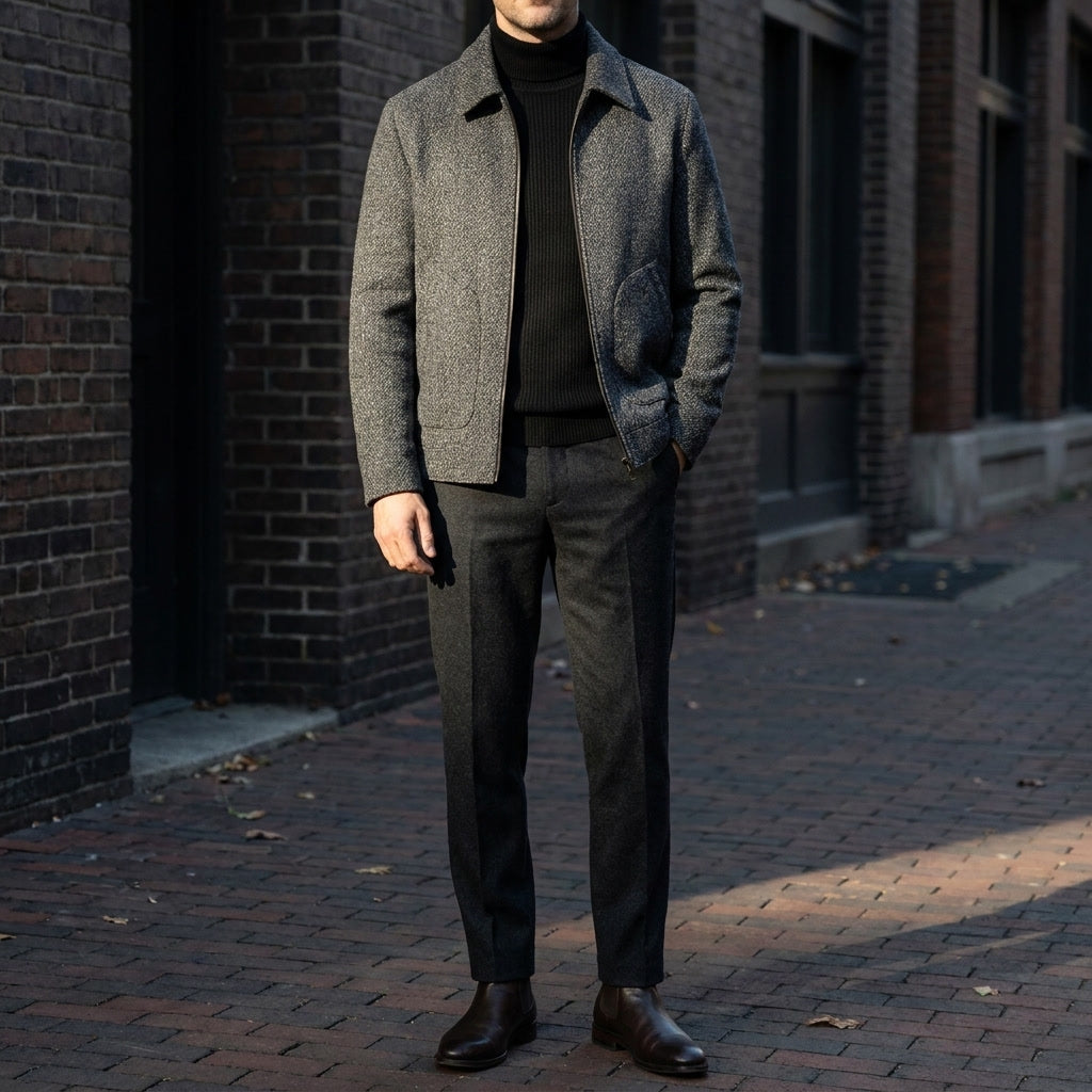 Bolzano Wool-Blend Jacket — Black, lifestyle full outfit