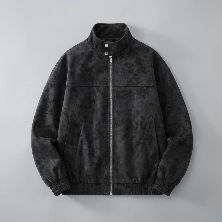 Orta Faux-Suede Jacket — Black, front flat lay
