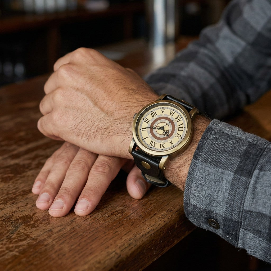 Camerino Heritage Watch — Bronze / Black, worn on a man&