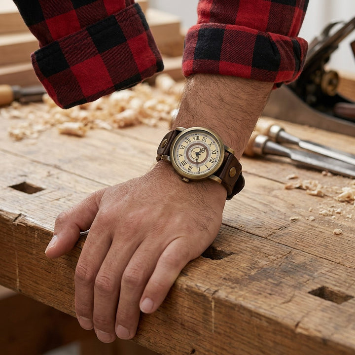 Camerino Heritage Watch — Bronze / Dark Brown, worn on a man&