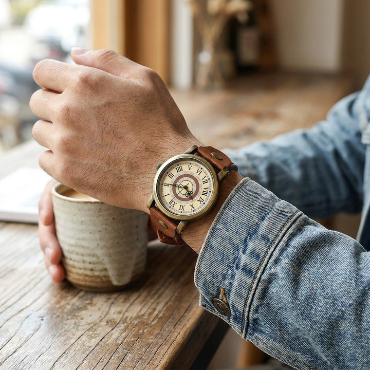 Camerino Heritage Watch — Bronze / Tan, worn on a man&
