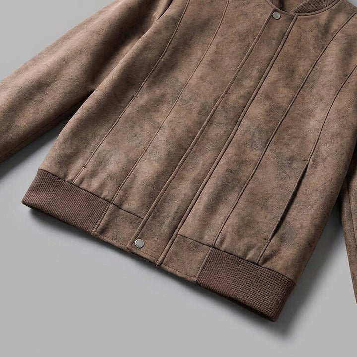 Coleman Bomber Jacket — Brown, studio construction detail