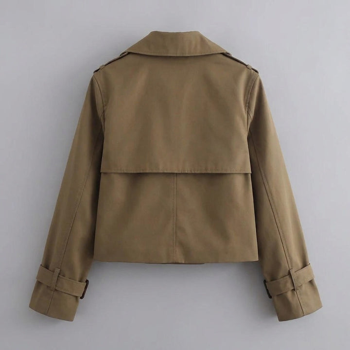 Spezia Cropped Trench — Brown, flat lay back