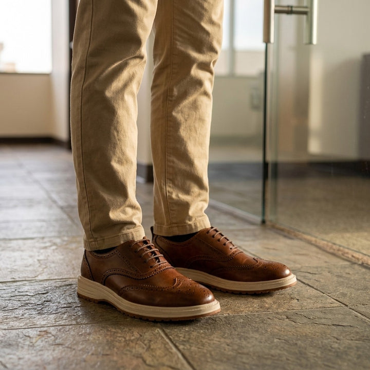 Brescia Brogue Sneakers — Brown, LIFESTYLE_MODELED