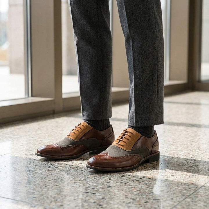 Vercelli Wingtip Oxfords — Brown, lifestyle modeled