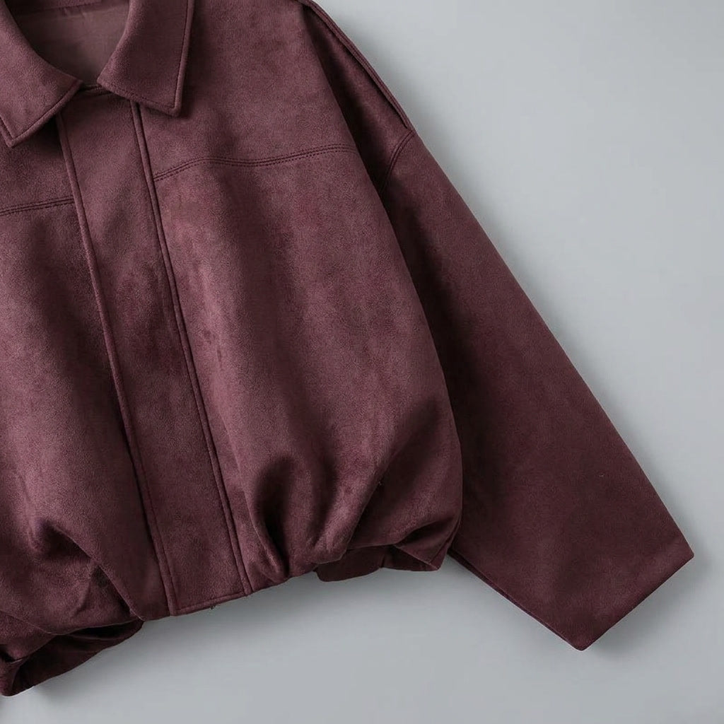 Ancona Suede Jacket — Burgundy, studio detail