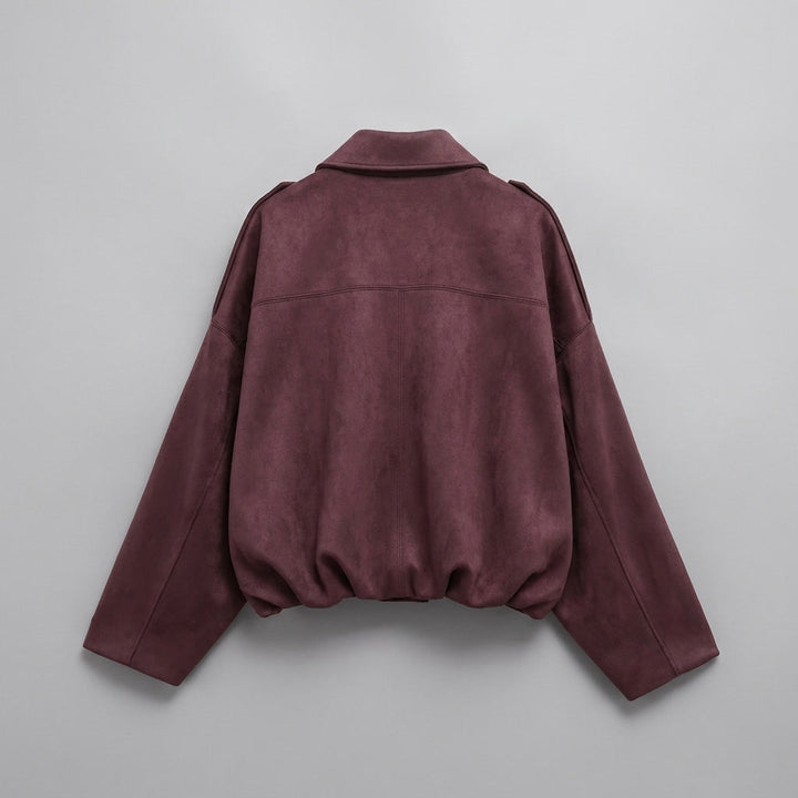 Ancona Suede Jacket — Burgundy, flat lay back