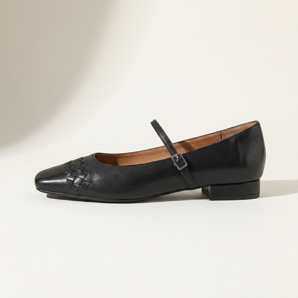 Ravenna Mary Janes — Black, side profile studio view