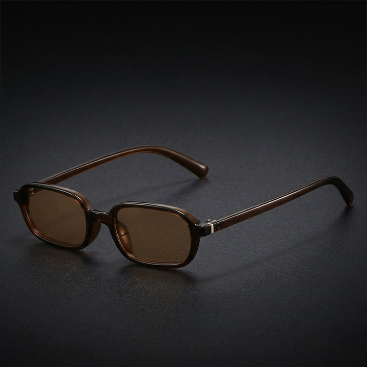 Alba Rectangle Sunglasses — Brown, three-quarter studio view