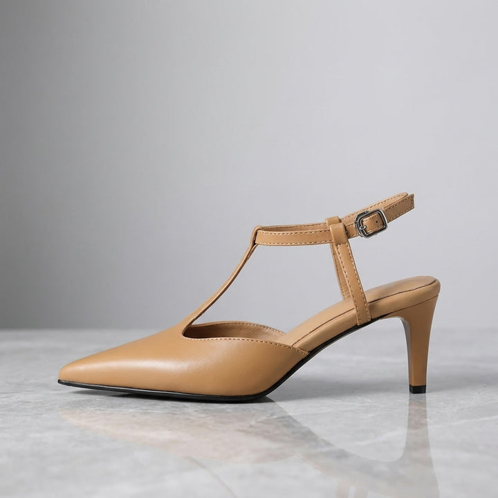 Genoa Pointed Sandals — Caramel, side profile