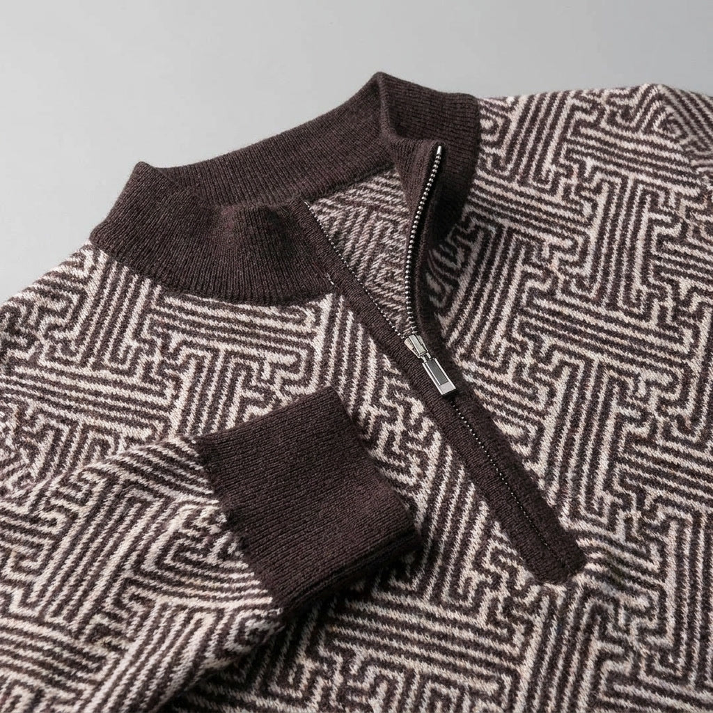 Biella Merino Sweater — Coffee, studio construction detail